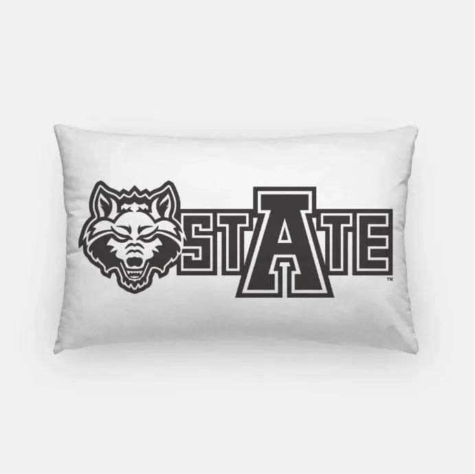 Arkansas State University Lumbar Pillow Cover Wolf Head White Black Pillow Covers