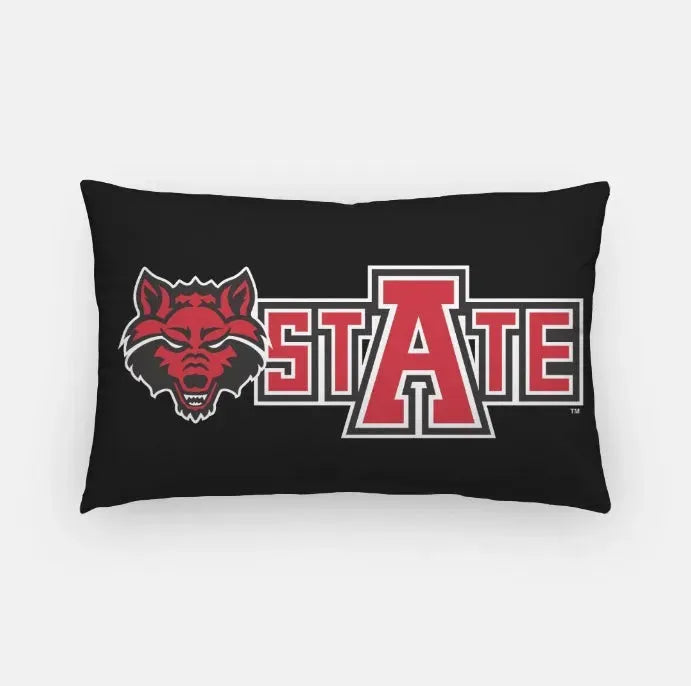 Arkansas State University Lumbar Pillow Cover Wolf Head Black Full Color Pillow Covers