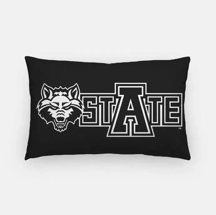 Arkansas State University Lumbar Pillow Cover Wolf Head Black White Pillow Covers