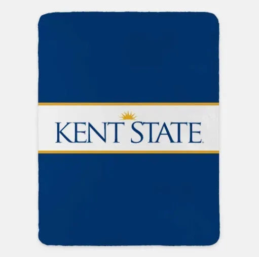 Kent State XL 60x80 Blanket -Traditional Center Band Blue Throw Blankets