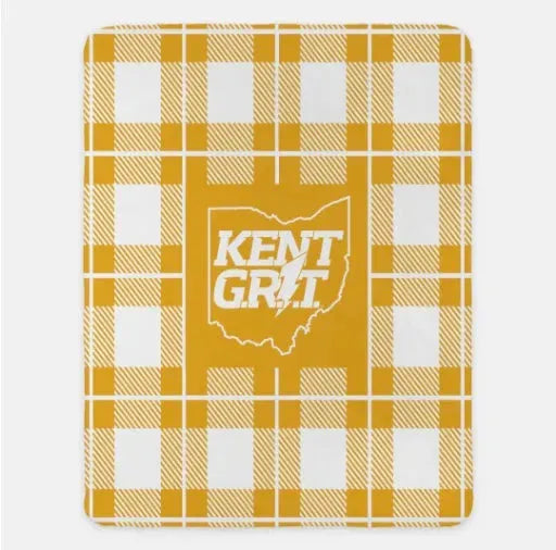 Kent Grit XL 60x80 Plaid Sherpa Throw Blanket - Kent Grit Gold Throw Blankets