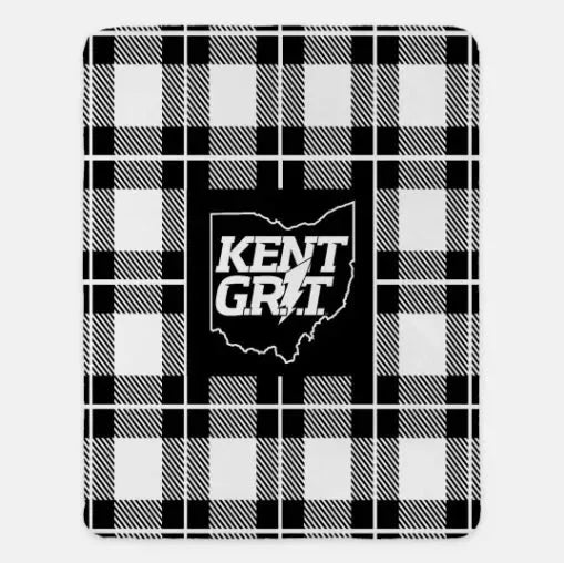 Kent Grit XL 60x80 Plaid Sherpa Throw Blanket - Kent Grit Black Throw Blankets