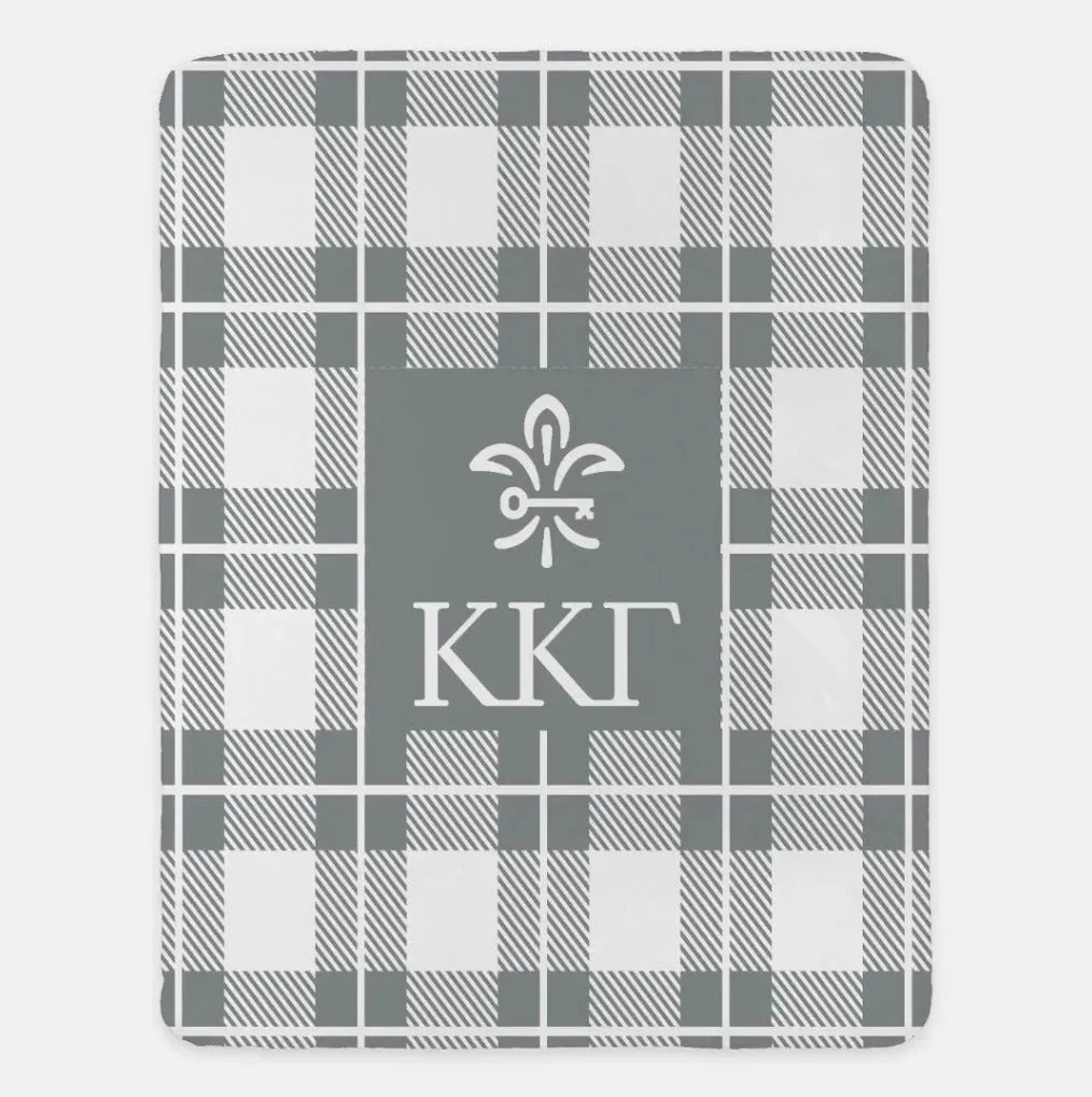 Kappa Kappa Gamma XL 60x80 Plaid Blanket Dark Silver Throw Blankets