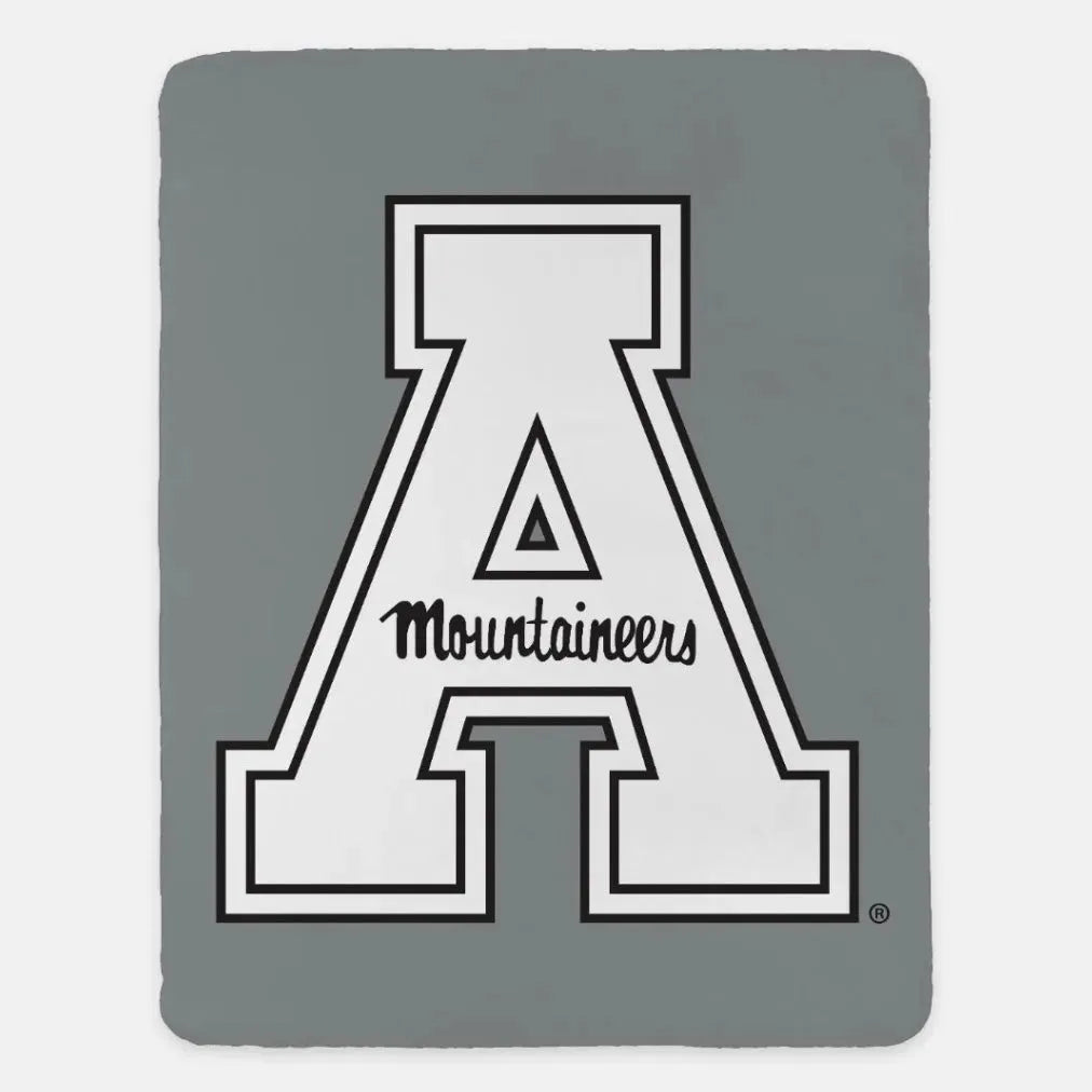 Appalachian State University XL 60x80 Blanket Gray White Throw Blankets