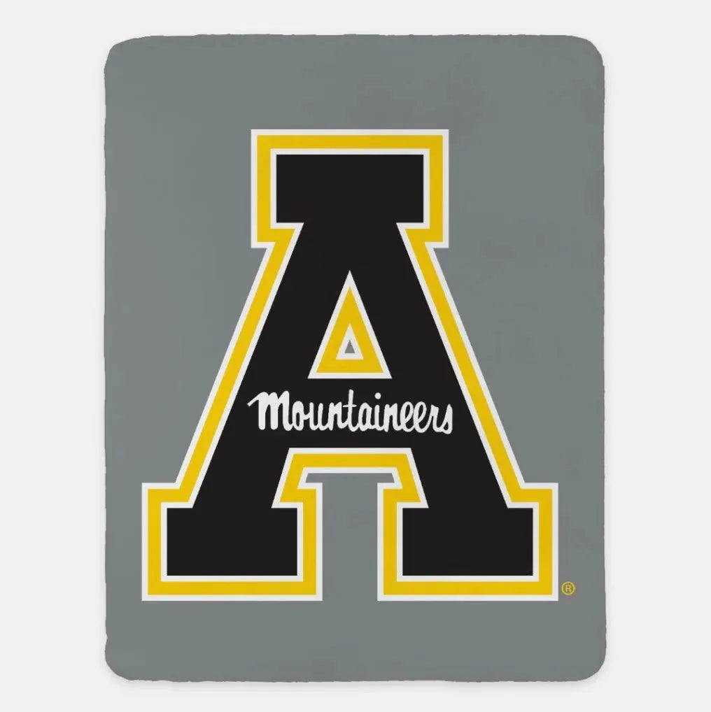 Appalachian State University XL 60x80 Blanket Gray Full Color Throw Blankets