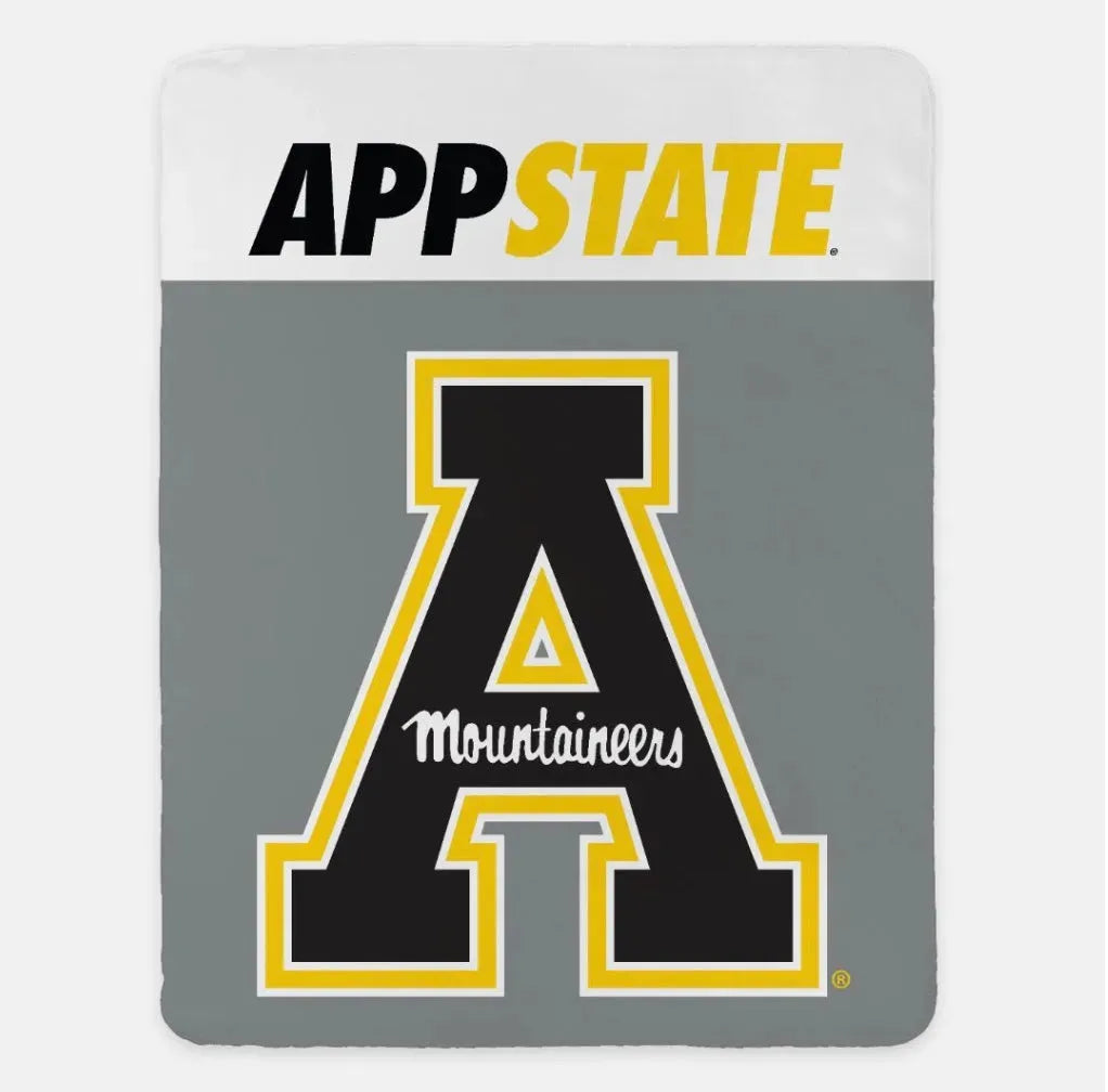Appalachian State University Blanket - Wide Band - 60"x80" Gray Throw Blankets