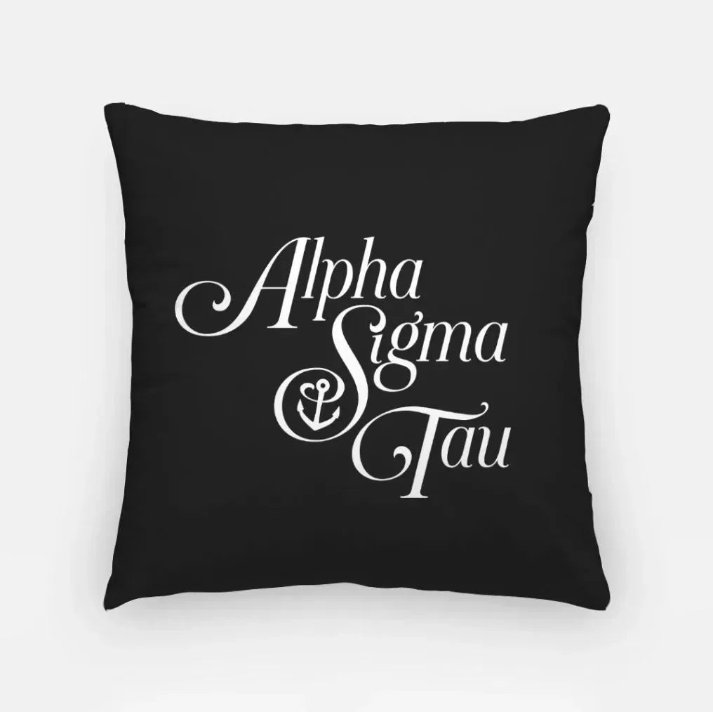 Alpha Sigma Tau 18" Traditional Throw Pillow Cover Black Pillow Covers
