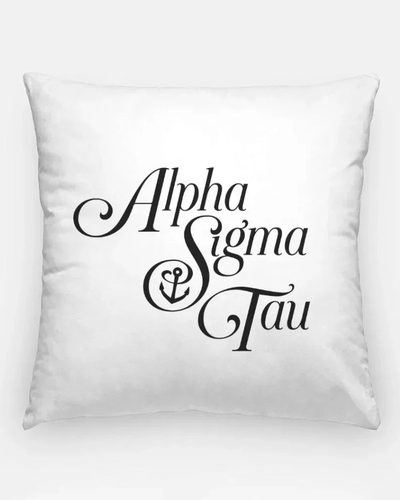 Alpha Sigma Tau 18" Traditional Throw Pillow Cover White and Black Pillow Covers