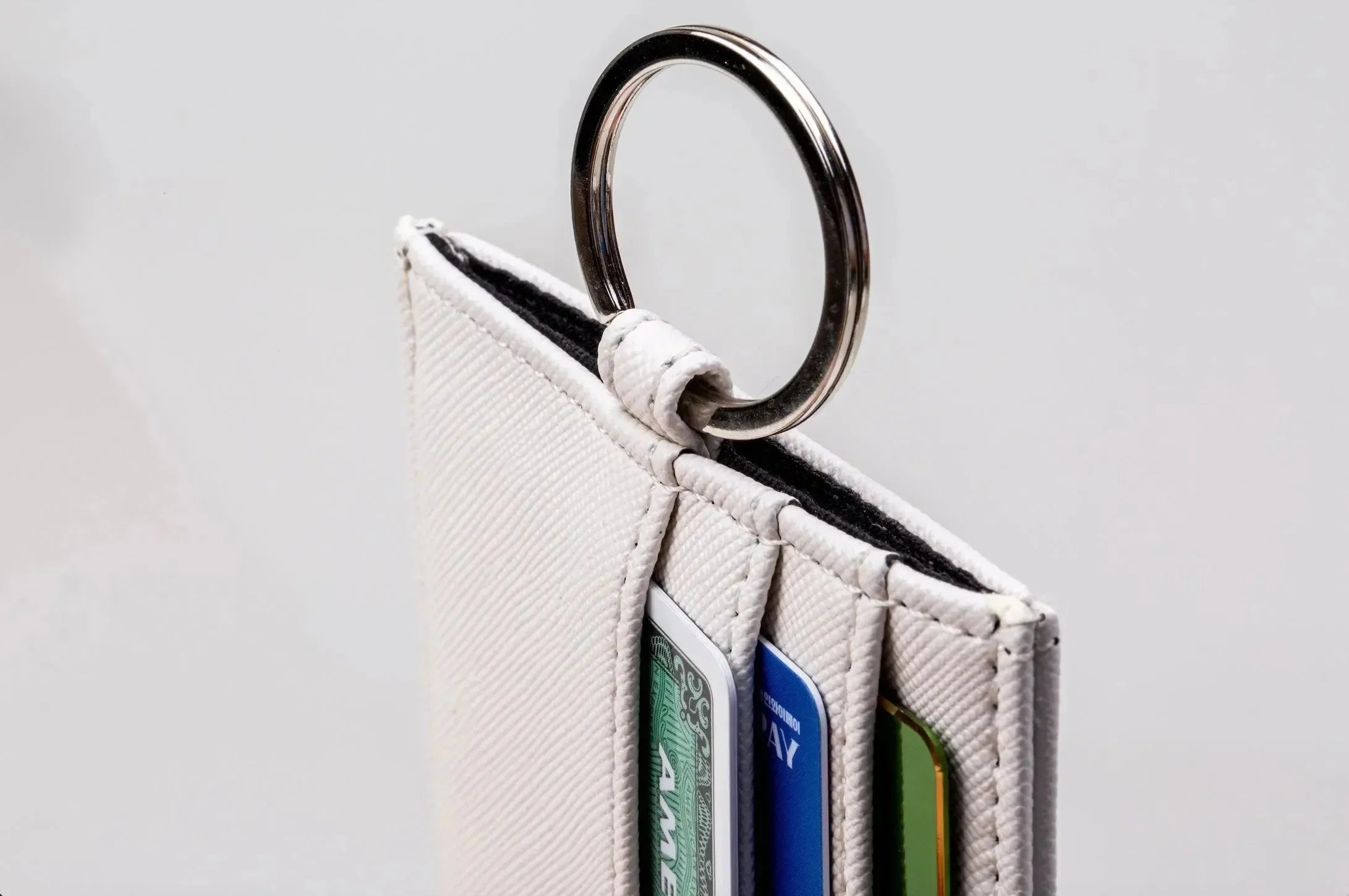 Tri Sigma Vegan Saffiano Leather Keychain Card Holder - Violet Travel Wallet