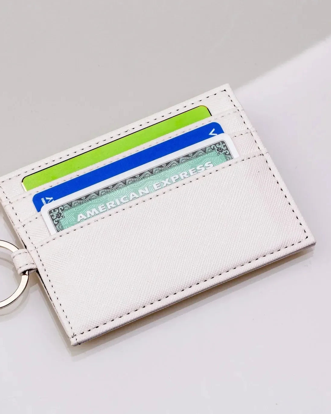 Gamma Phi Beta Vegan Saffiano Leather Traditional Keychain Card Holder Travel Wallet