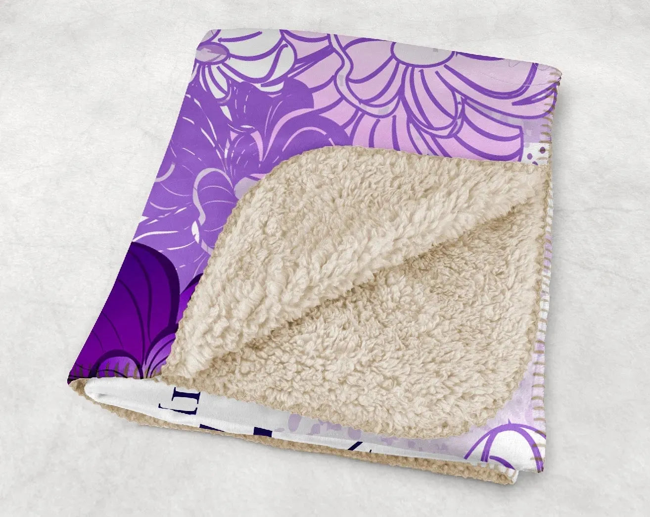 High Point University Sherpa Blanket - HPU Violet Frame XL 60"x80" Throw Blankets