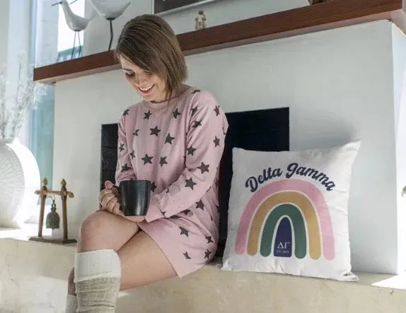 Delta Gamma 18" Rainbow Throw Pillow Cover Pillow Covers