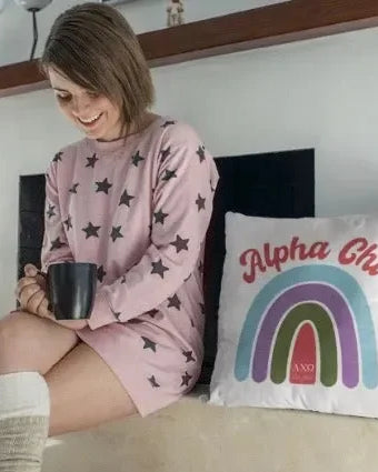 Alpha Chi 18" Rainbow Throw Pillow Cover Pillow Covers