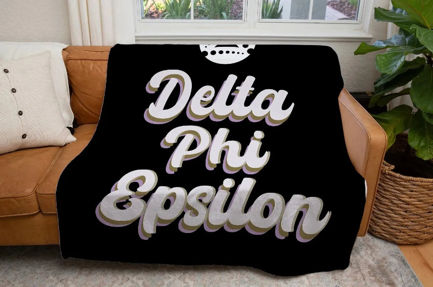 Delta Phi Epsilon XL 60x80 Sherpa Blanket - Retro Throw Blankets