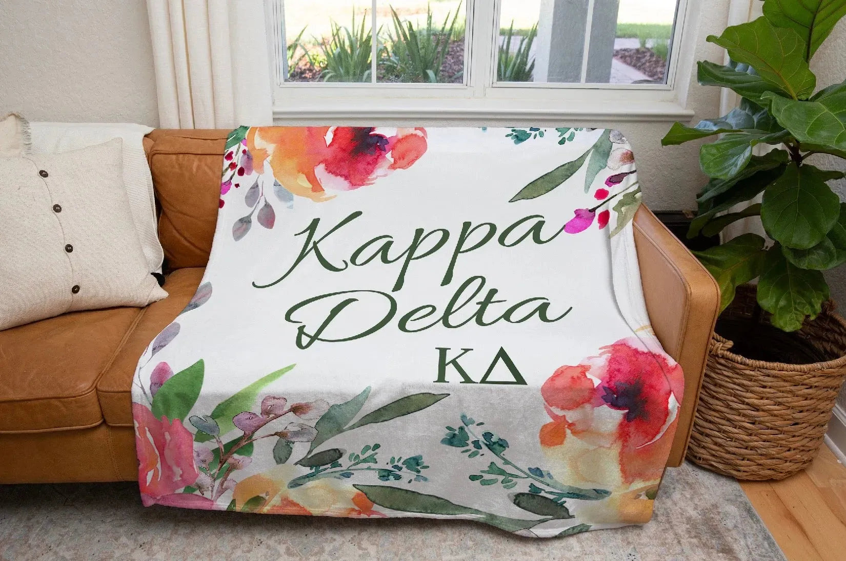 Kappa Delta XL 60x80 Sherpa Throw Floral Blanket Throw Blankets