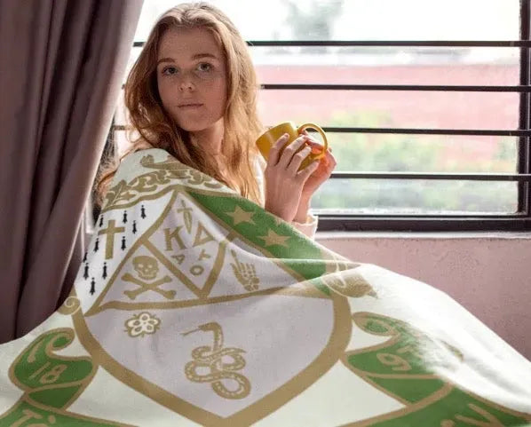 Kappa Delta XL 60x80 Sherpa Throw Blanket - Wide Band Crest Throw Blankets