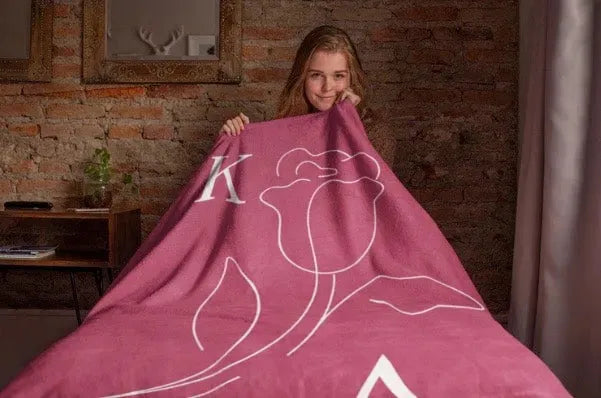 Kappa Delta XL 60x80 Sherpa Throw Blanket - Rose Icon Throw Blankets