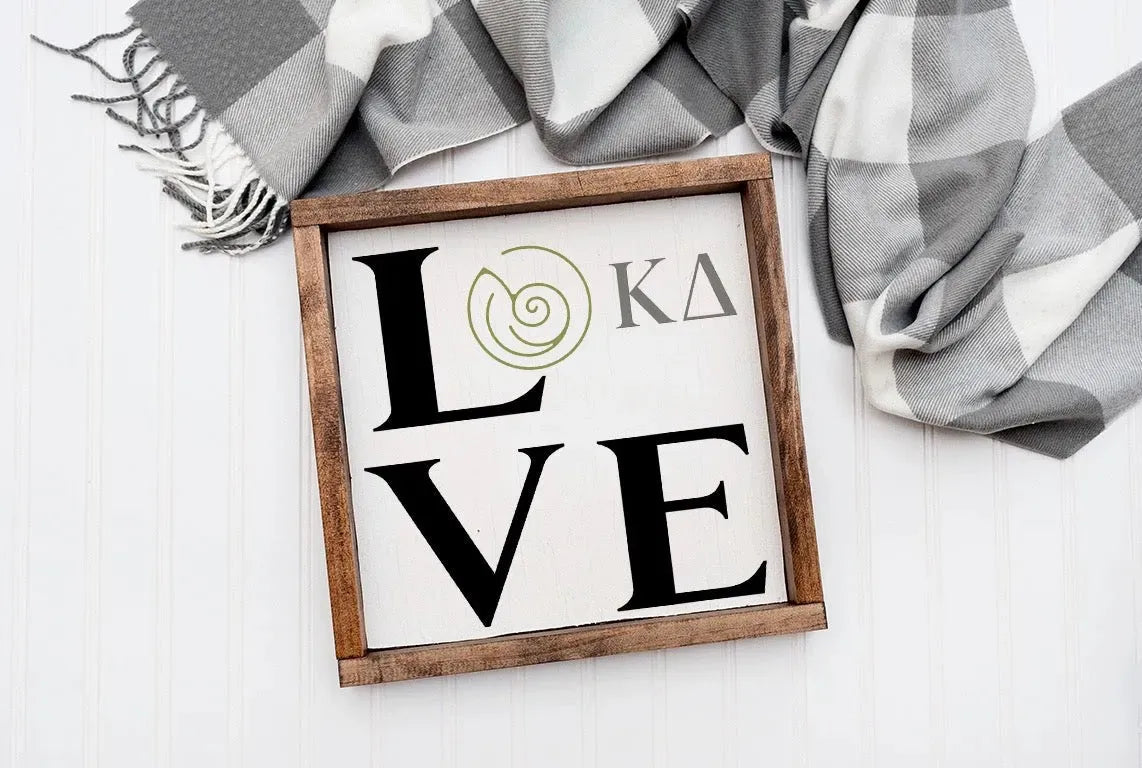 Kappa Delta 12x12 Wood Framed Sign - "LOVE" Wall Art & Signs