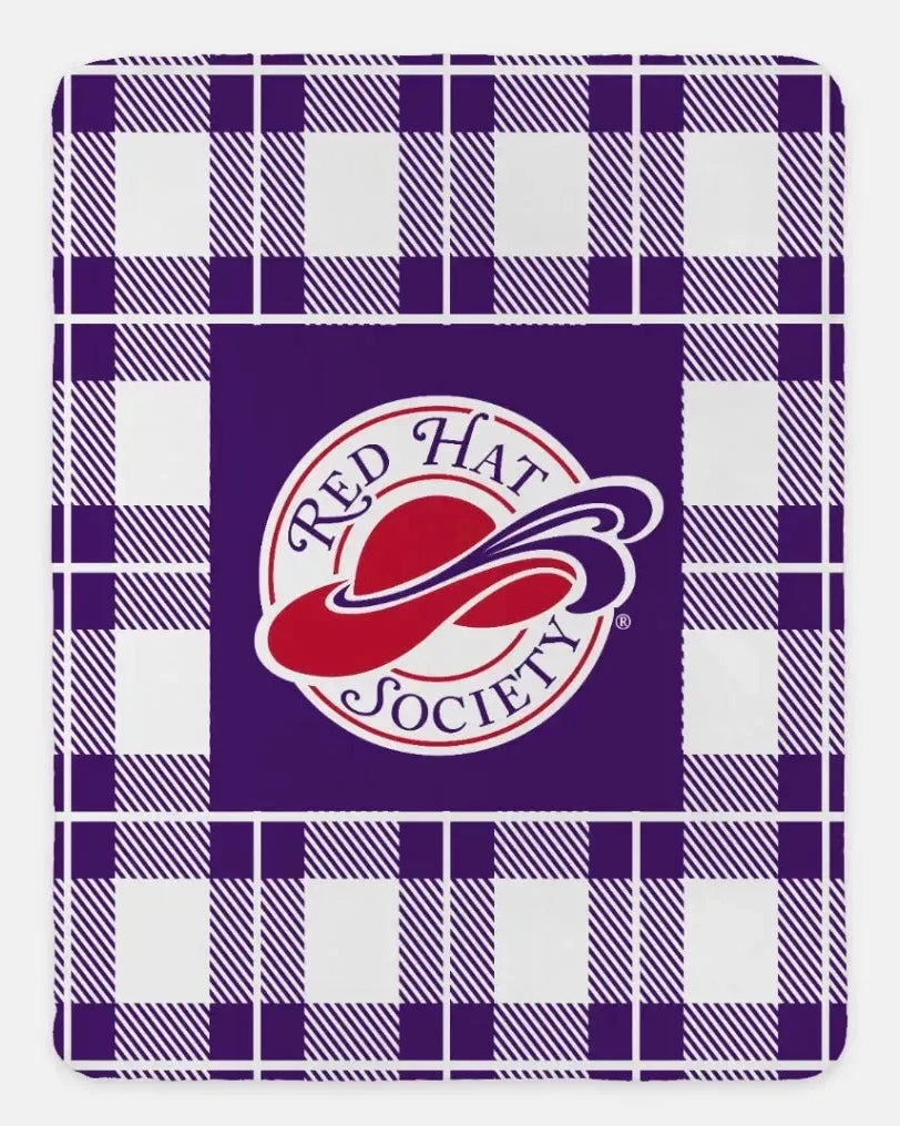 Red Hat Society Blanket - Plaid Purple Throw Blankets