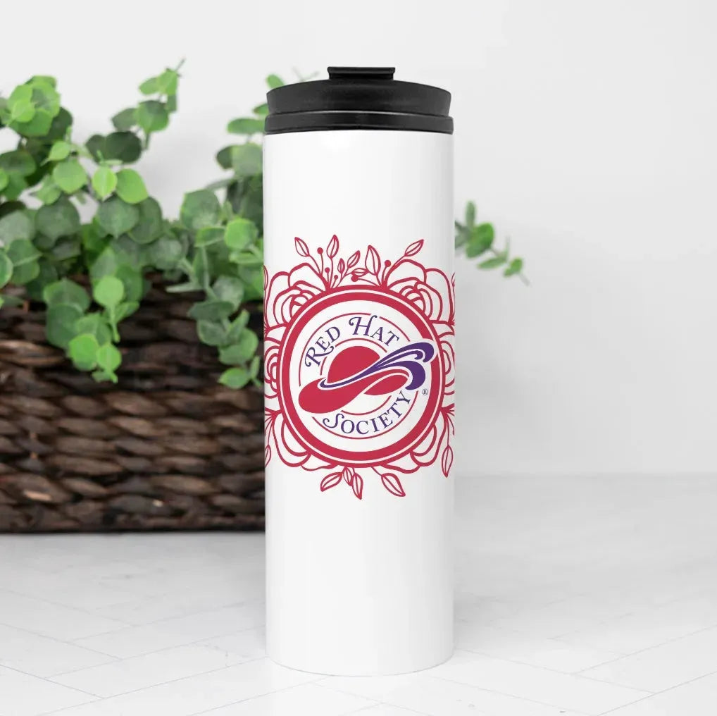 Red Hat Society Thermal Tumbler - Rose Silhouette Frame Drinkware