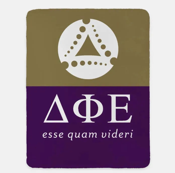 Delta Phi Epsilon XL 60x80 Sherpa Throw Blanket - Color Block Gold Throw Blankets