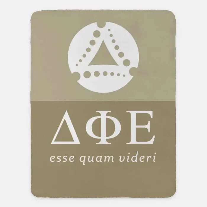 Delta Phi Epsilon XL 60x80 Sherpa Throw Blanket - Color Block Light Gold Throw Blankets