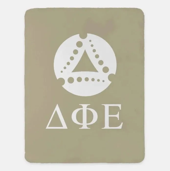 Delta Phi Epsilon Sherpa Blanket XL 60x80 Throw Blanket Light Gold Throw Blankets