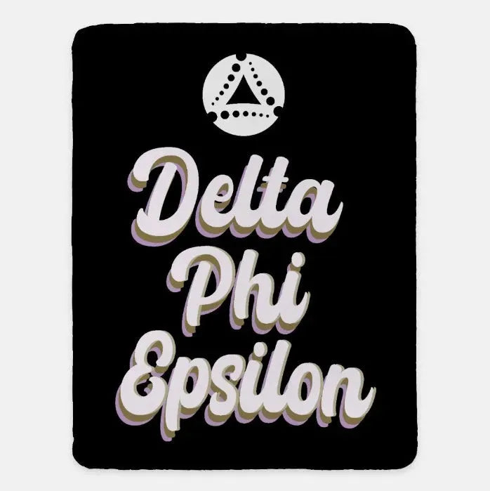 Delta Phi Epsilon XL 60x80 Sherpa Blanket - Retro Black Throw Blankets