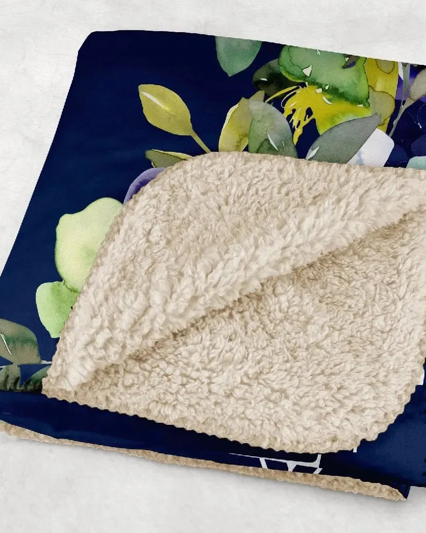 Alpha Delta Pi XL 60x80 Sherpa Throw Blanket - Violet Frame Throw Blankets