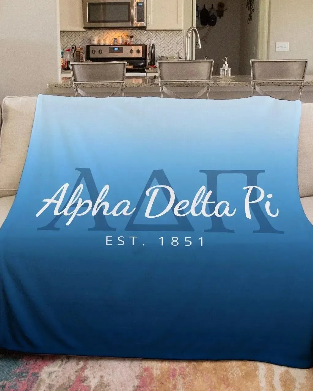 Alpha Delta Pi XL 60x80 Sherpa Throw Blanket - Midnight Gradient Throw Blankets