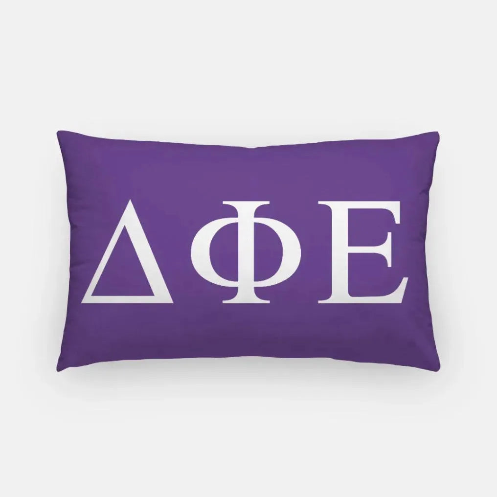 Delta Phi Epsilon Lumbar Pillow Cover - Greek Letters Purple Pillow Covers