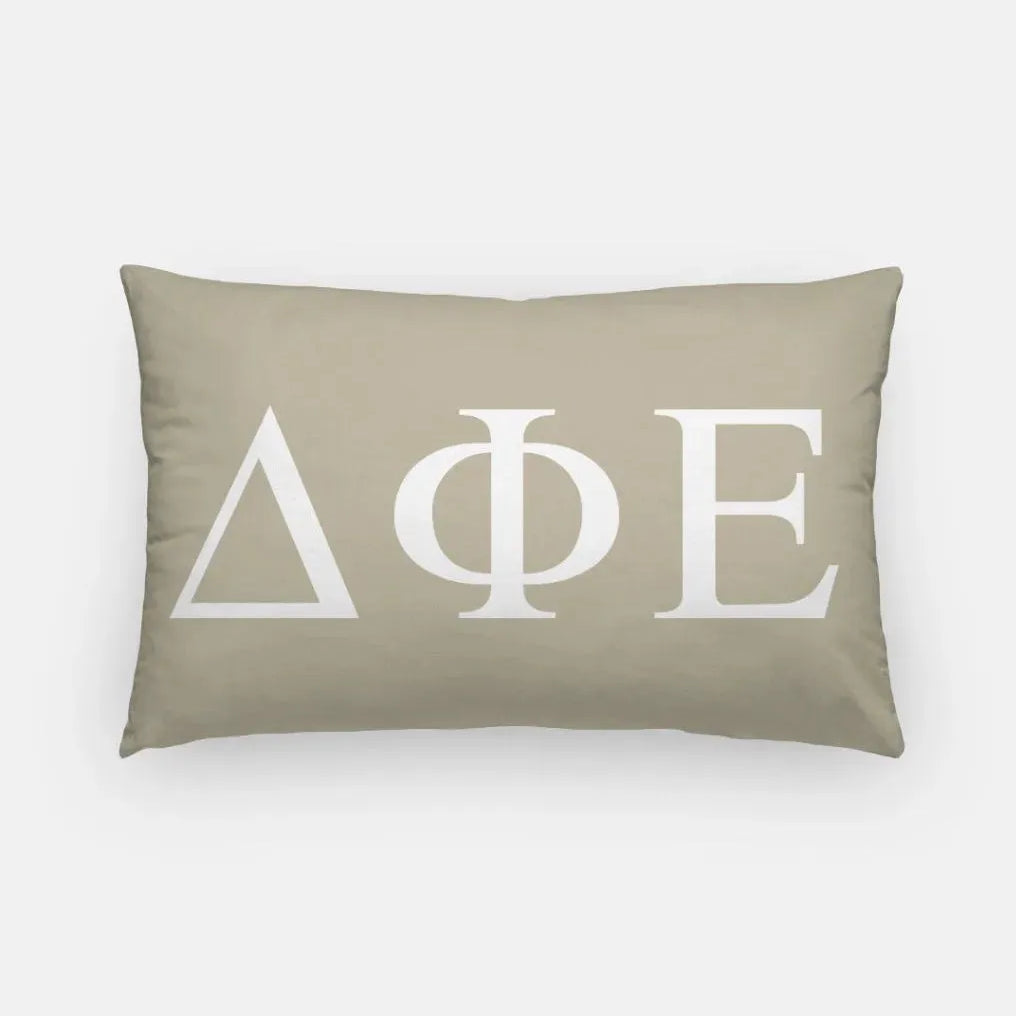 Delta Phi Epsilon Lumbar Pillow Cover - Greek Letters Light Gold Pillow Covers