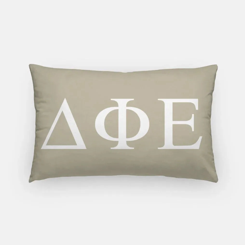 Delta Phi Epsilon Lumbar Pillow Cover - Greek Letters Light Gold Pillow Covers