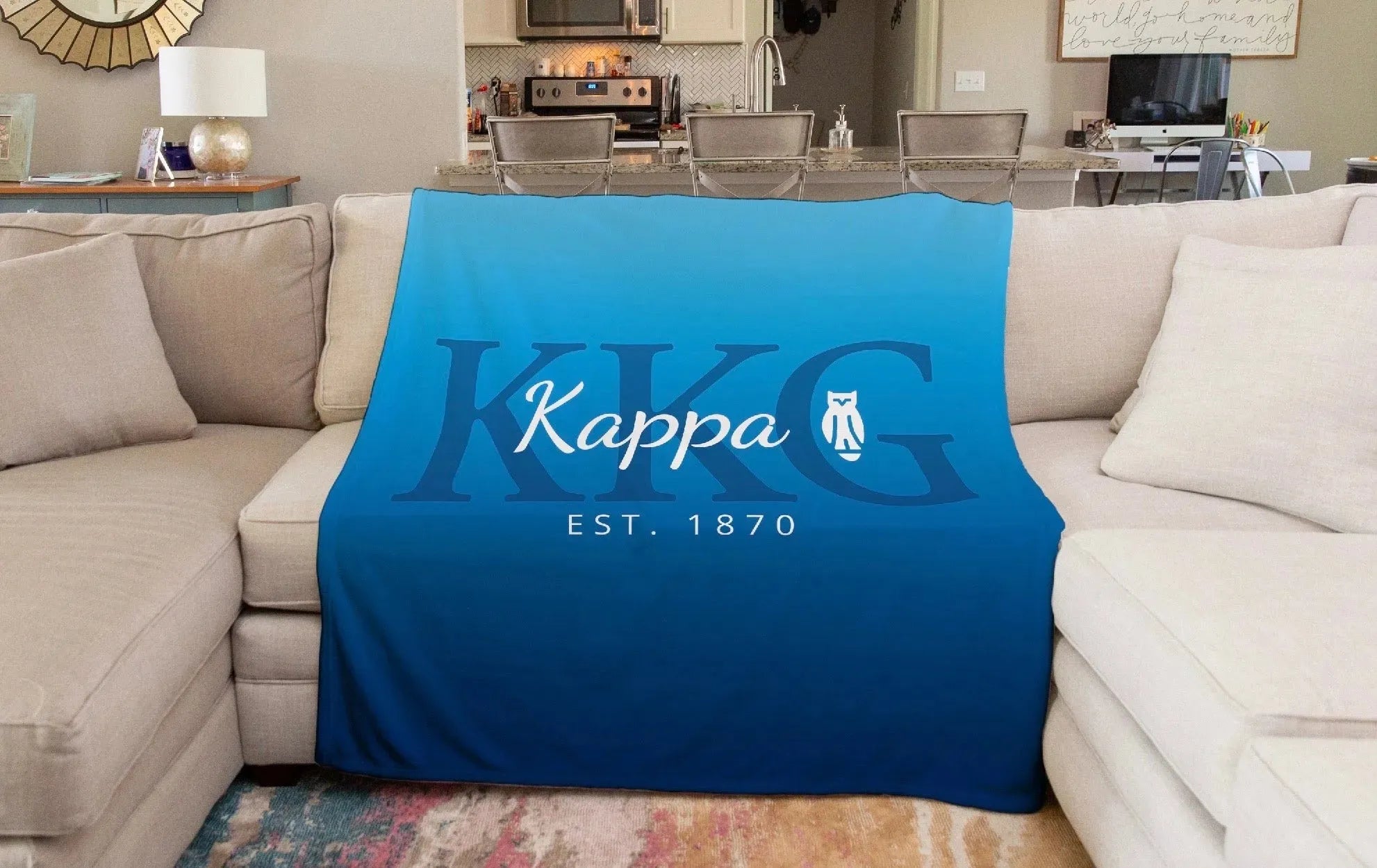 Kappa Kappa Gamma XL 60x80 Sherpa Blanket - Gradient Throw Blankets