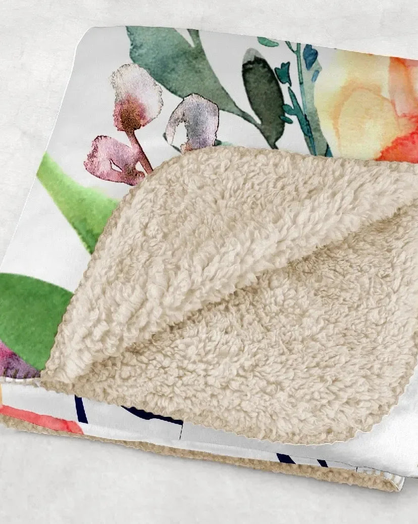 Delta Zeta XL 60x80 Floral Sherpa Throw Blanket Throw Blankets