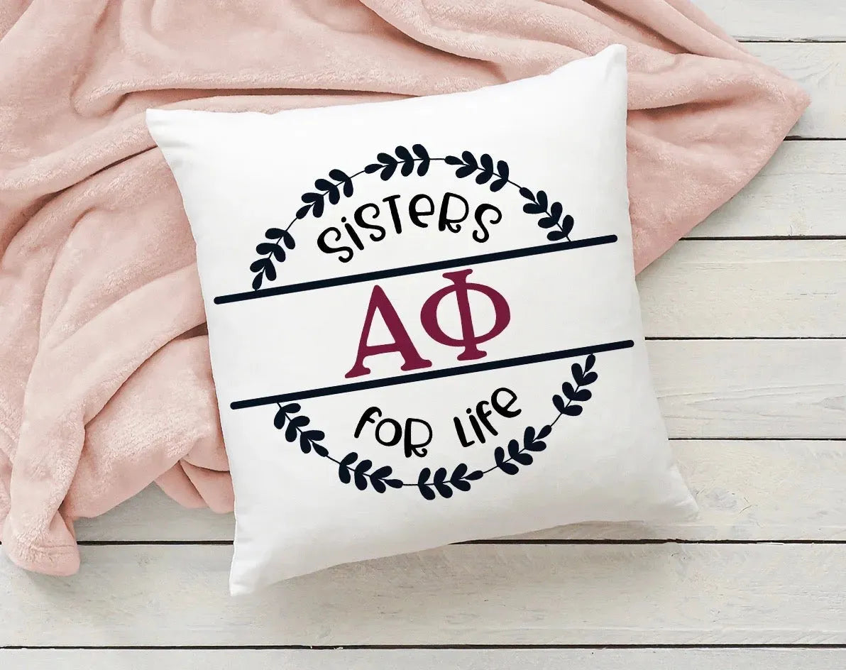 Alpha Phi 18" Throw Pillow Cover - Sisters for Life Pillow Covers