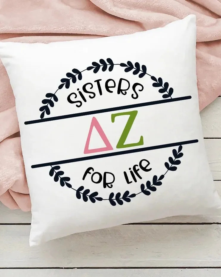 Delta Zeta 18" Throw Pillow Cover - Sisters for Life Pillow Covers
