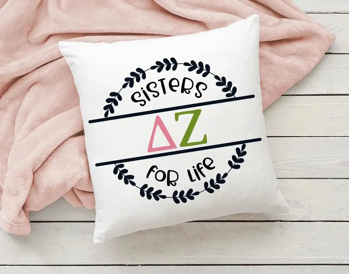 Delta Zeta 18" Throw Pillow Cover - Sisters for Life Pillow Covers