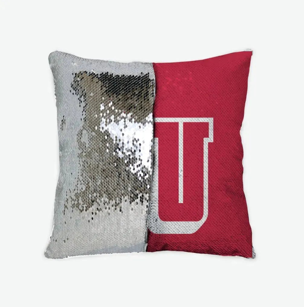 Belmont University Sequin Pillow Cover - BU Red Silver Pillow Covers
