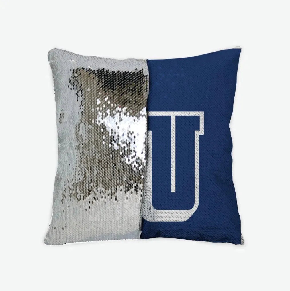 Belmont University Sequin Pillow Cover - BU Blue Silver Pillow Covers