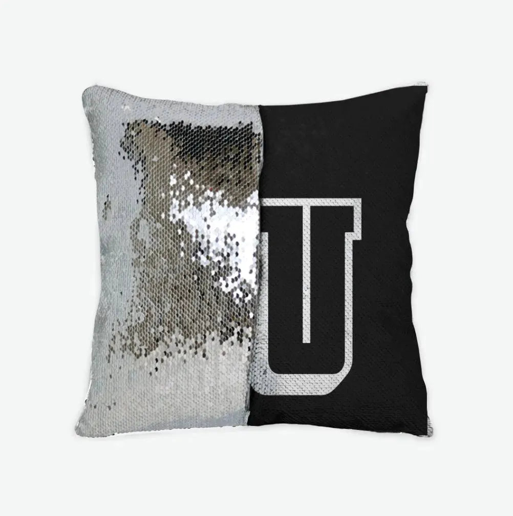 Belmont University Sequin Pillow Cover - BU Black Silver Pillow Covers