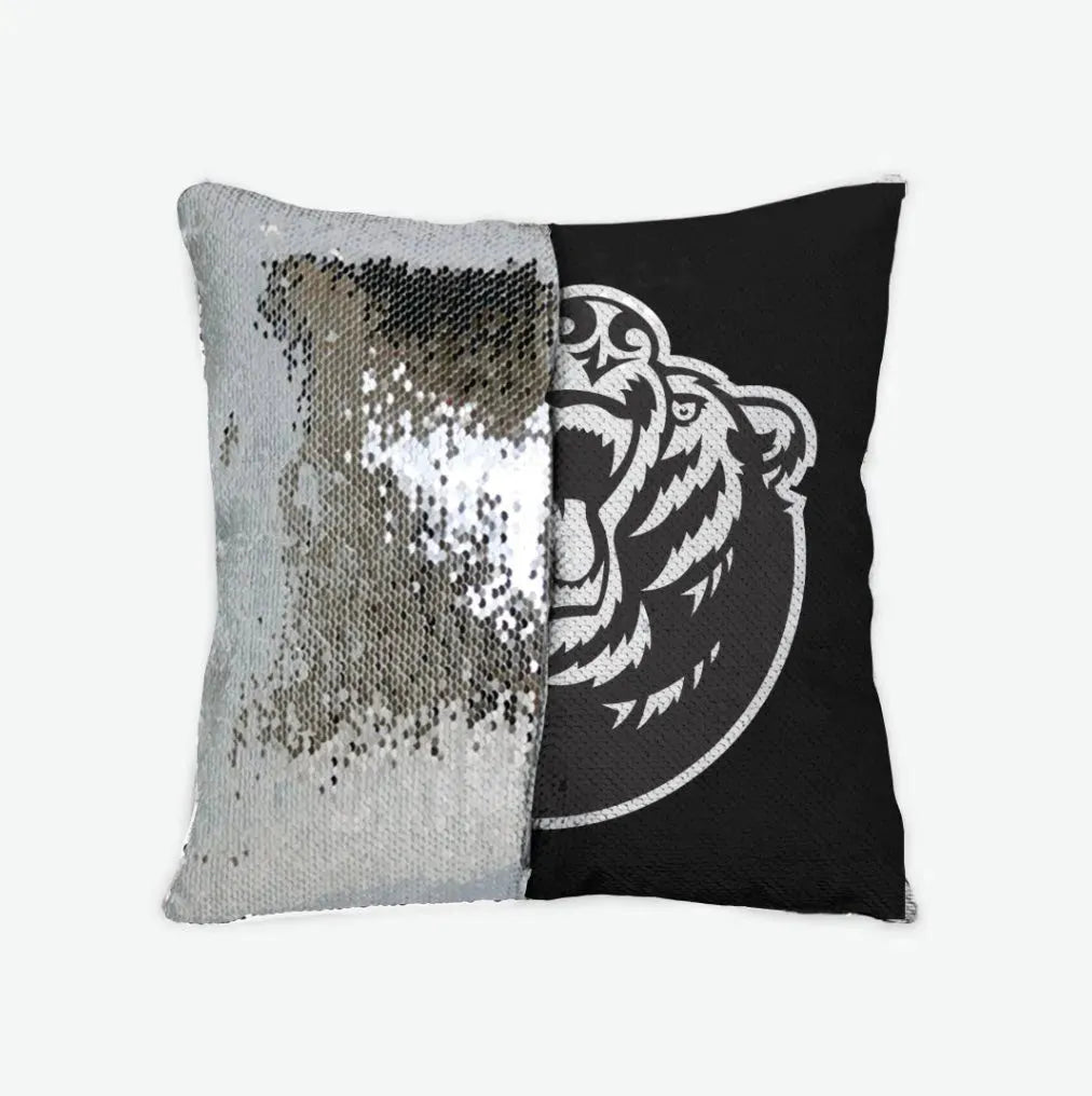 Belmont University Sequin Pillow Cover - Bruin Black Silver Pillow Covers
