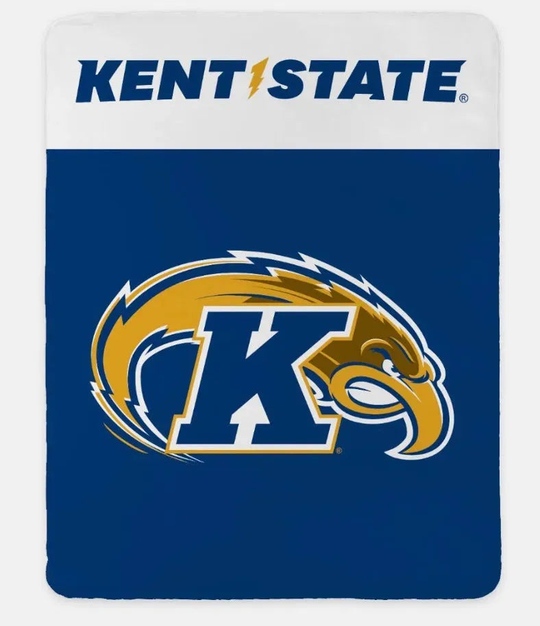Kent State University XL 60x80 Sherpa Throw Blanket - Wide Band Throw Blankets