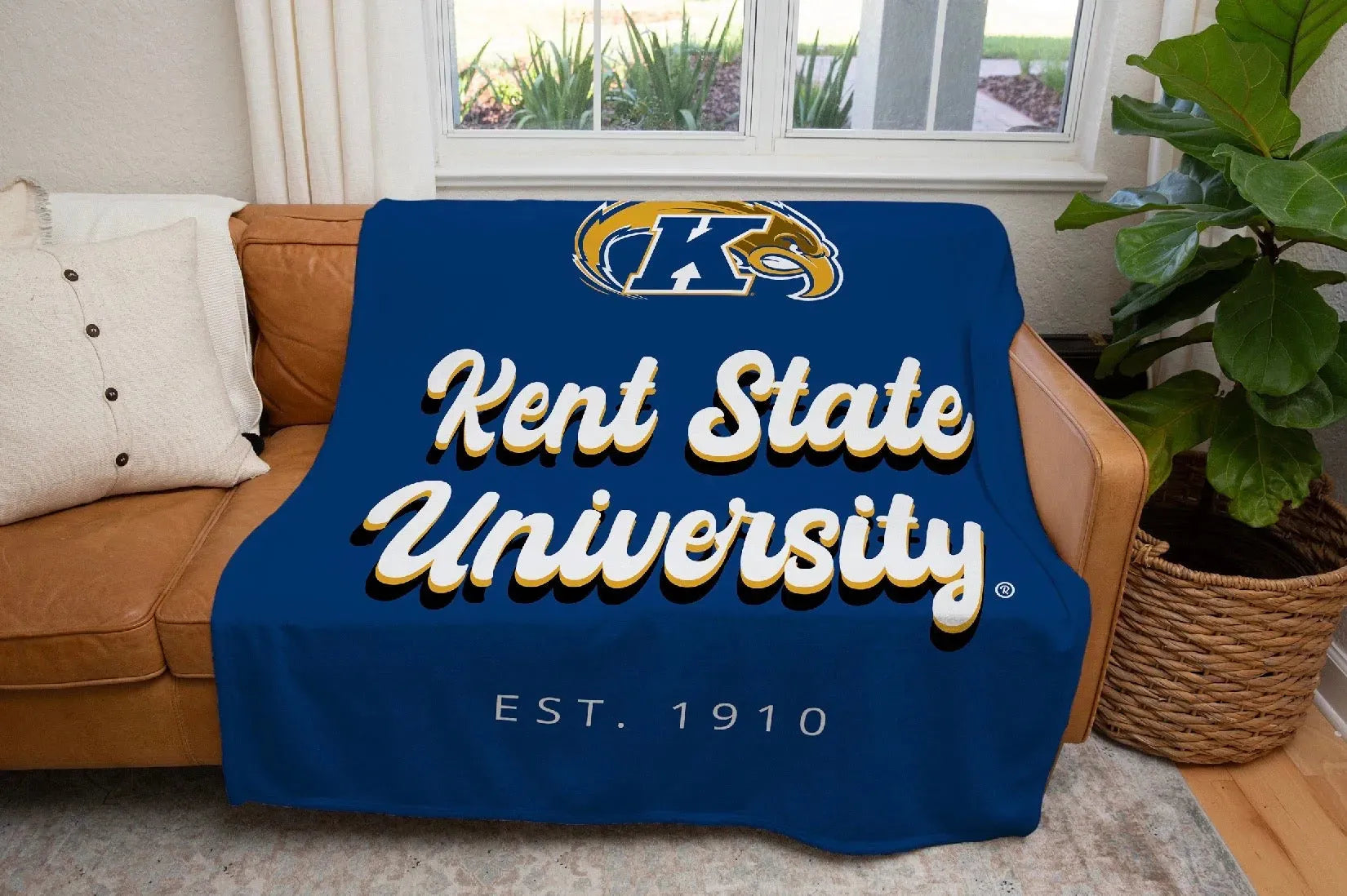 Kent State University XL 60x80 Sherpa Throw Blanket - Retro Letters Throw Blankets