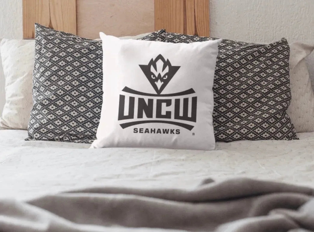 UNC Wilmington Throw Pillow Cover - Basic Logo Black - 18" Pillow Covers