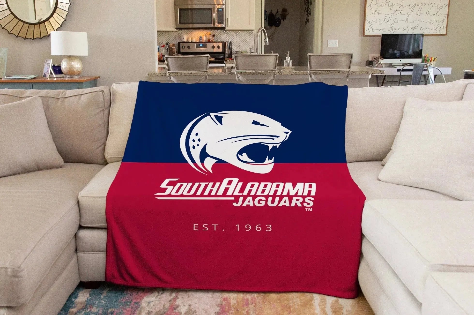 University of South Alabama XL 60x80 Sherpa Blanket - Color Split Throw Blankets