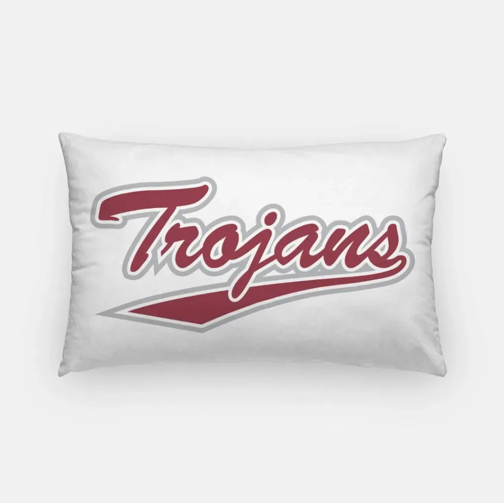 Troy Trojans Lumbar Pillow Cover White Pillow Covers