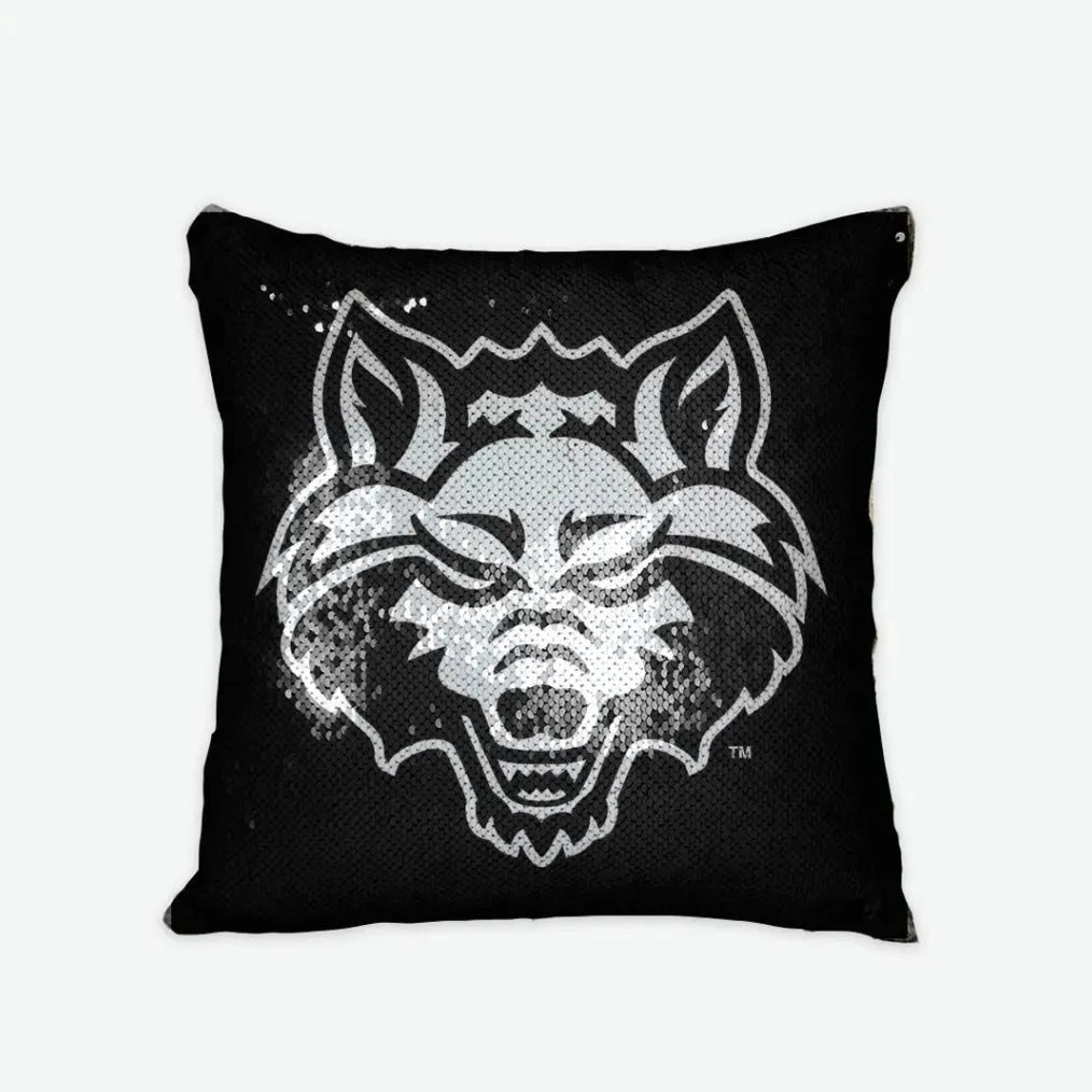 Arkansas State University Sequin Pillow Cover - Wolf Head Pillow Covers
