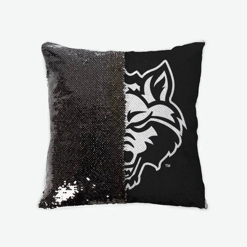 Arkansas State University Sequin Pillow Cover - Wolf Head Black Black Pillow Covers