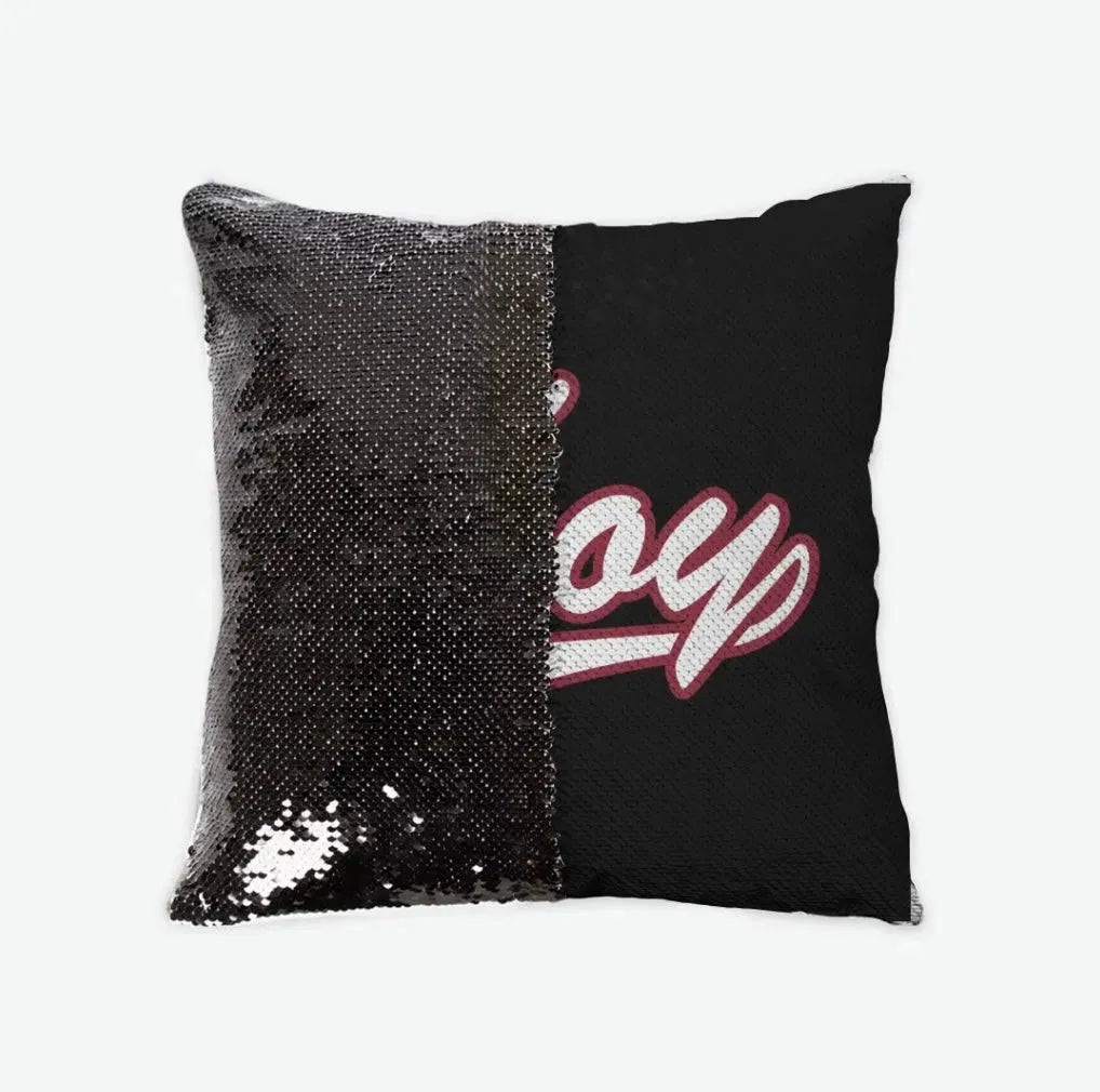Troy University Sequin Pillow Cover Black Cardinal Black Pillow Covers